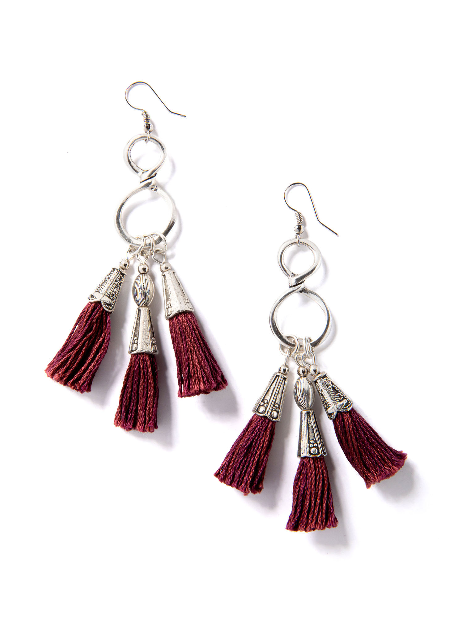 Silver hot sale tassel earrings