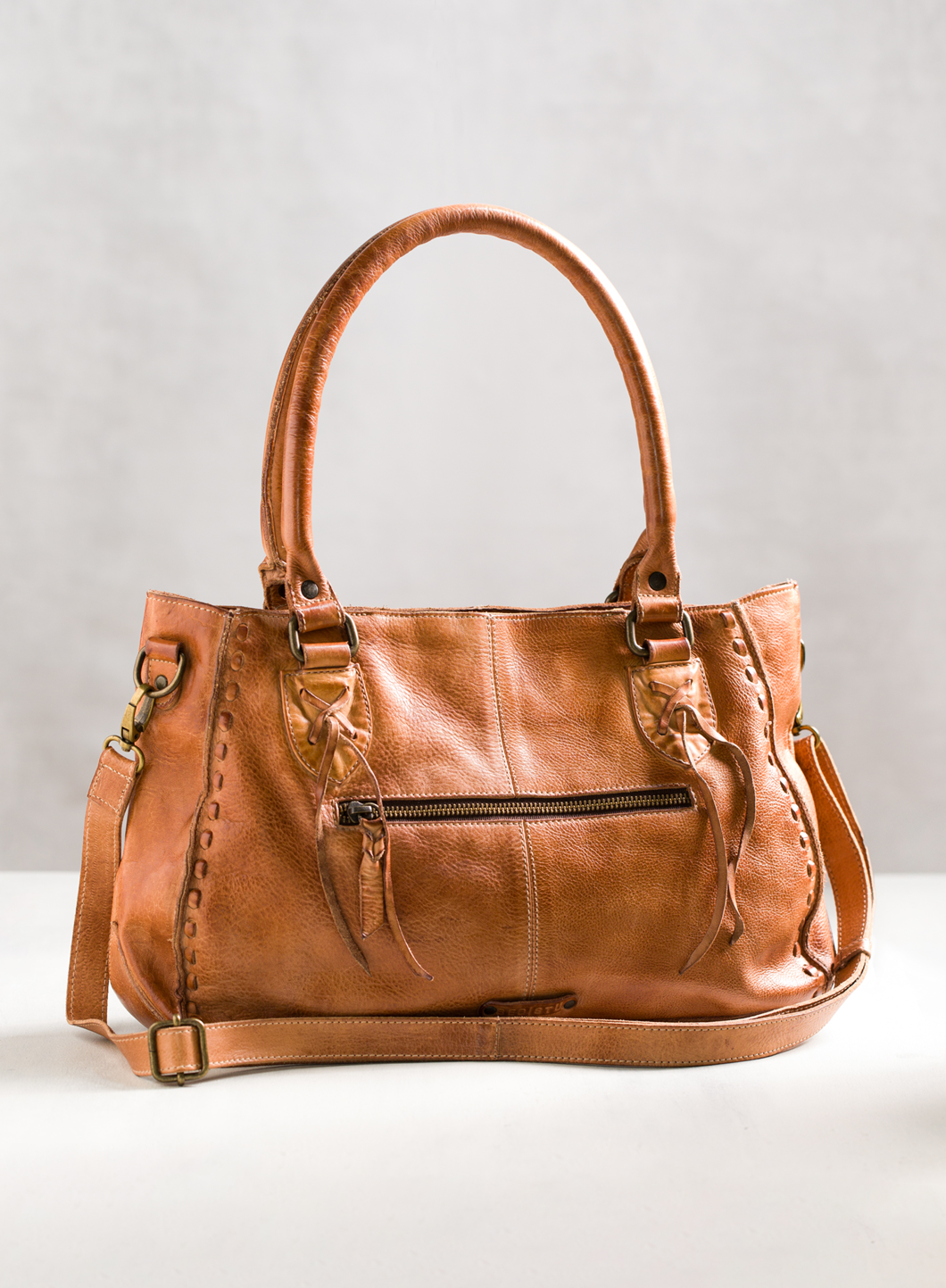 Distressed leather tote sales