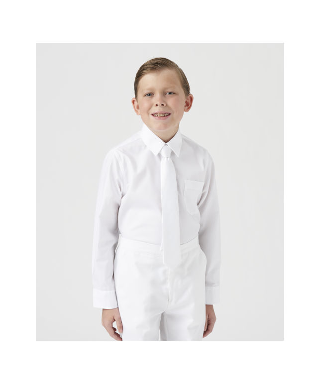 childrens ivory dress shirts Boys Long Sleeve Pleated Tuxedo Dress Shirt - Available in White or Ivory