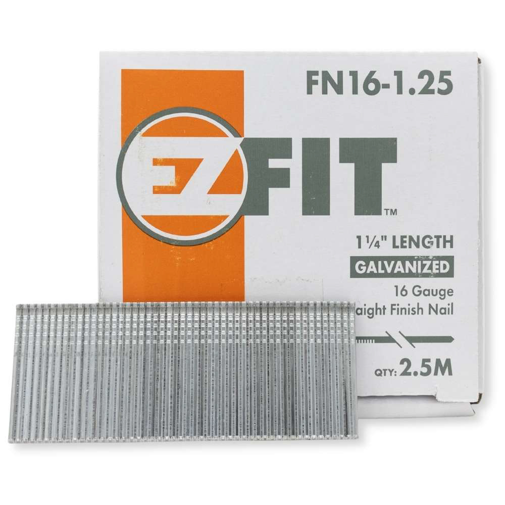 EZfit 16Ga 1.25" Finish Nail Box of 2500