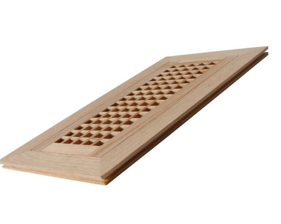Unfinished Vent 3/4" Thick 6x30 Flush Frame Grid Red Oak