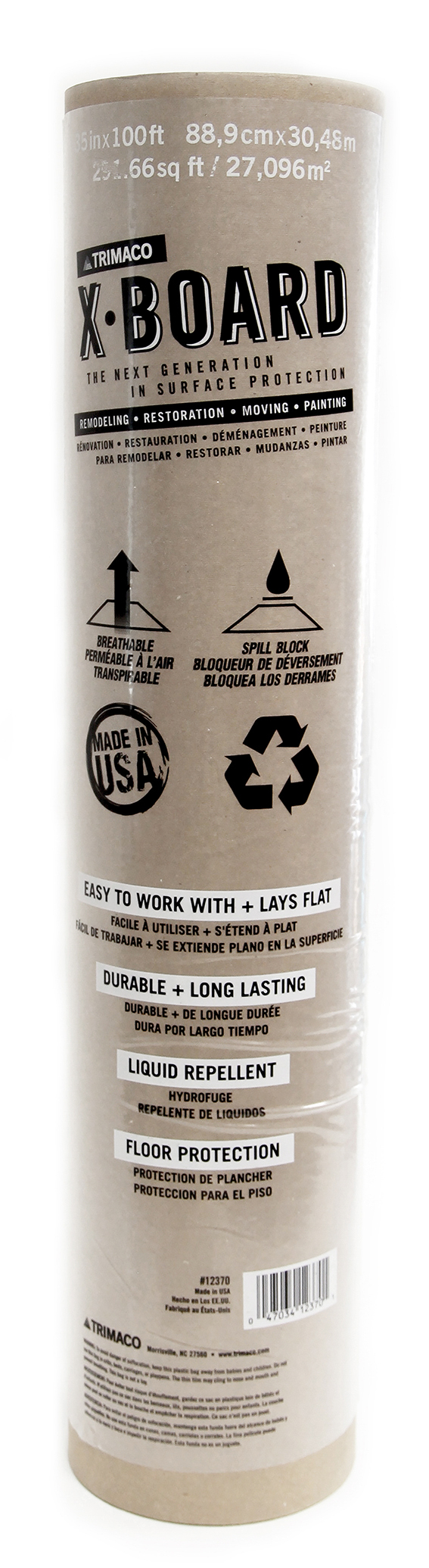 Trimaco 12370 35" x 100' Roll 22mil X-Board Surface Protecto