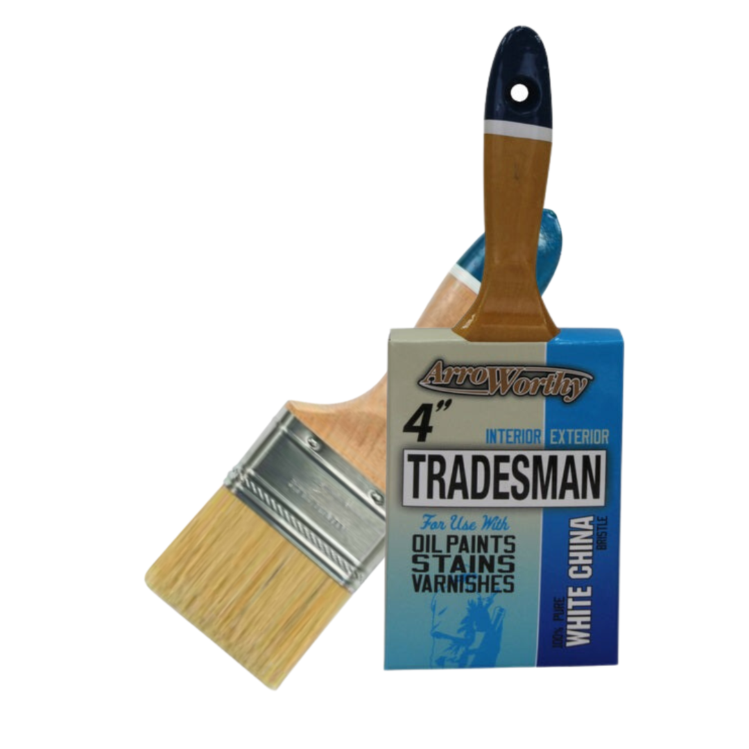 Arroworthy Tradesman White Bristle Brush 4" Varnish Flat