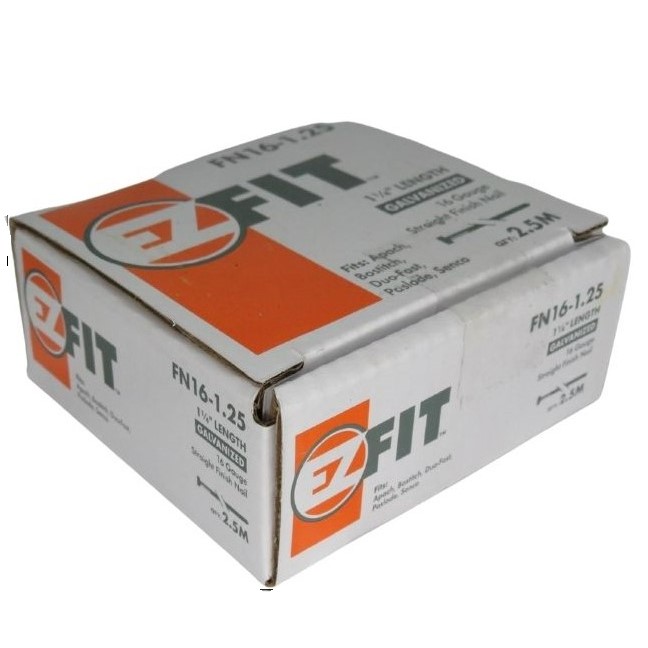 EzFit 16Ga 1.5" Finish Nail Box of 2500