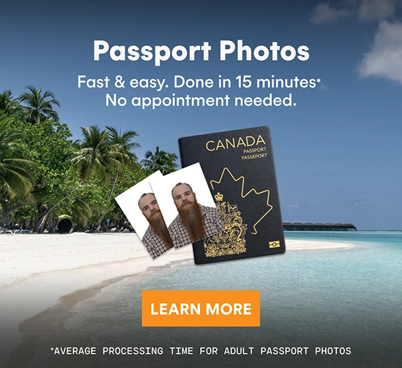 Passport photos are available at Henry's - no appointment needed!