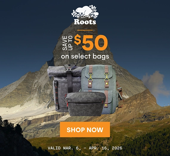 Save up to $50 on select Roots bags