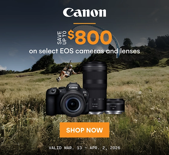 Save up to $800 on select Canon EOS cameras and lenses