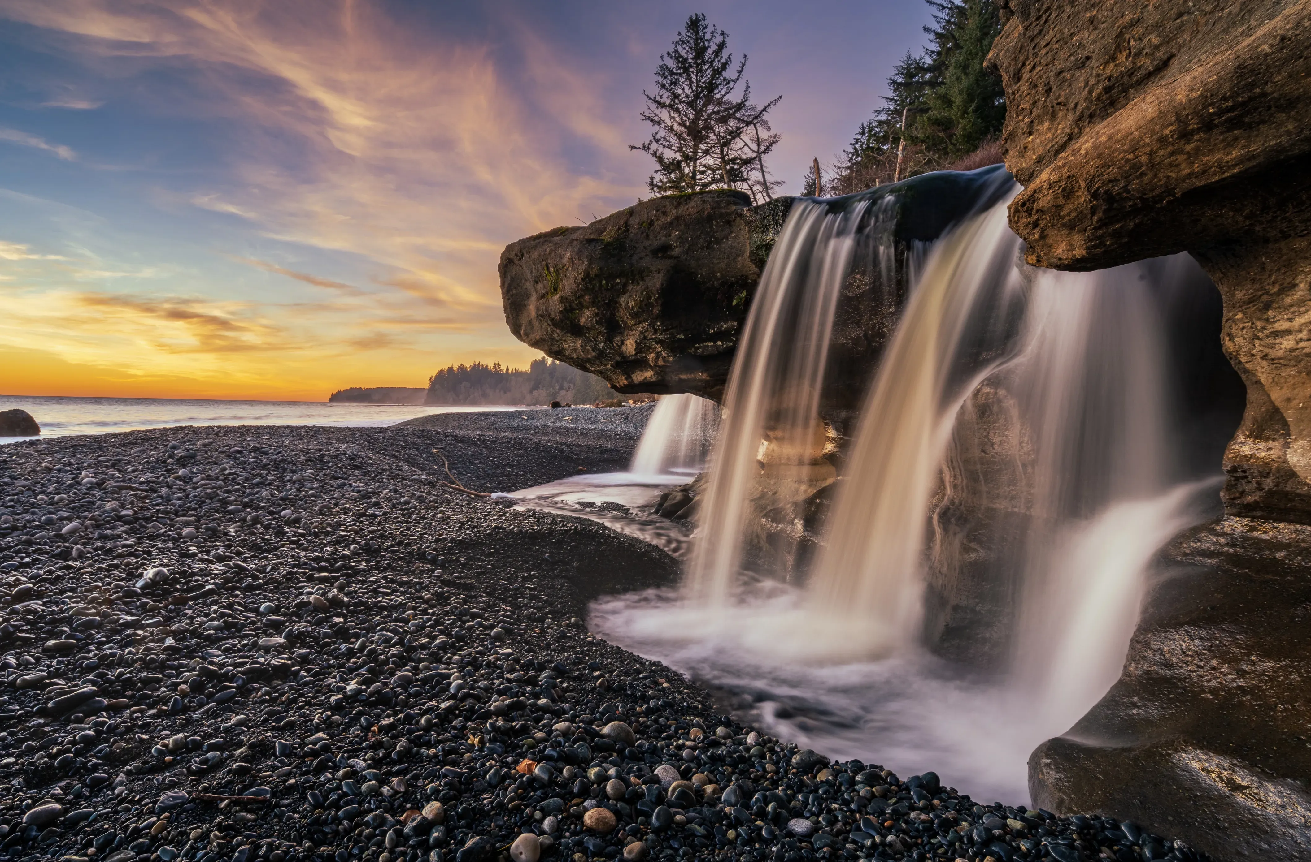Sandcut Beach Falls on Vancouver Island in British Columbia, Canada