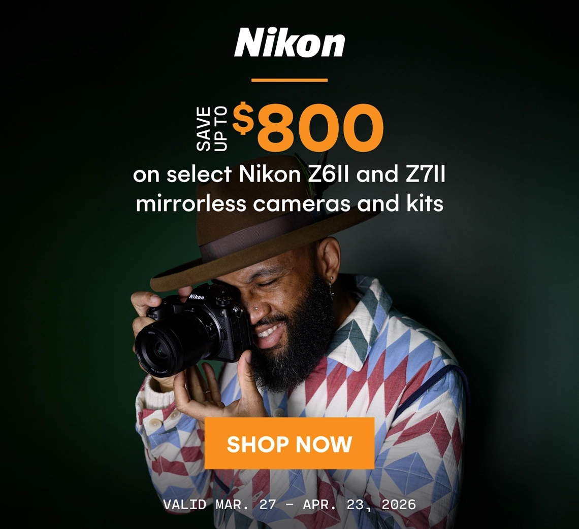 Save up to $800 on select Nikon Z6II and Z7II mirrorless cameras and kits
