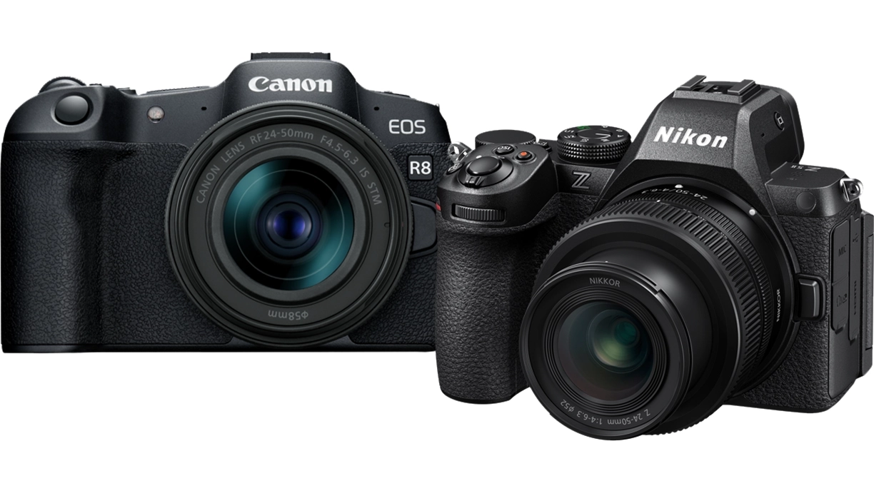Canon EOS R8 and Nikon Z5II 