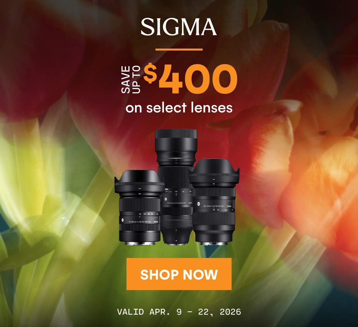Save up to $400 on select Sigma Lenses