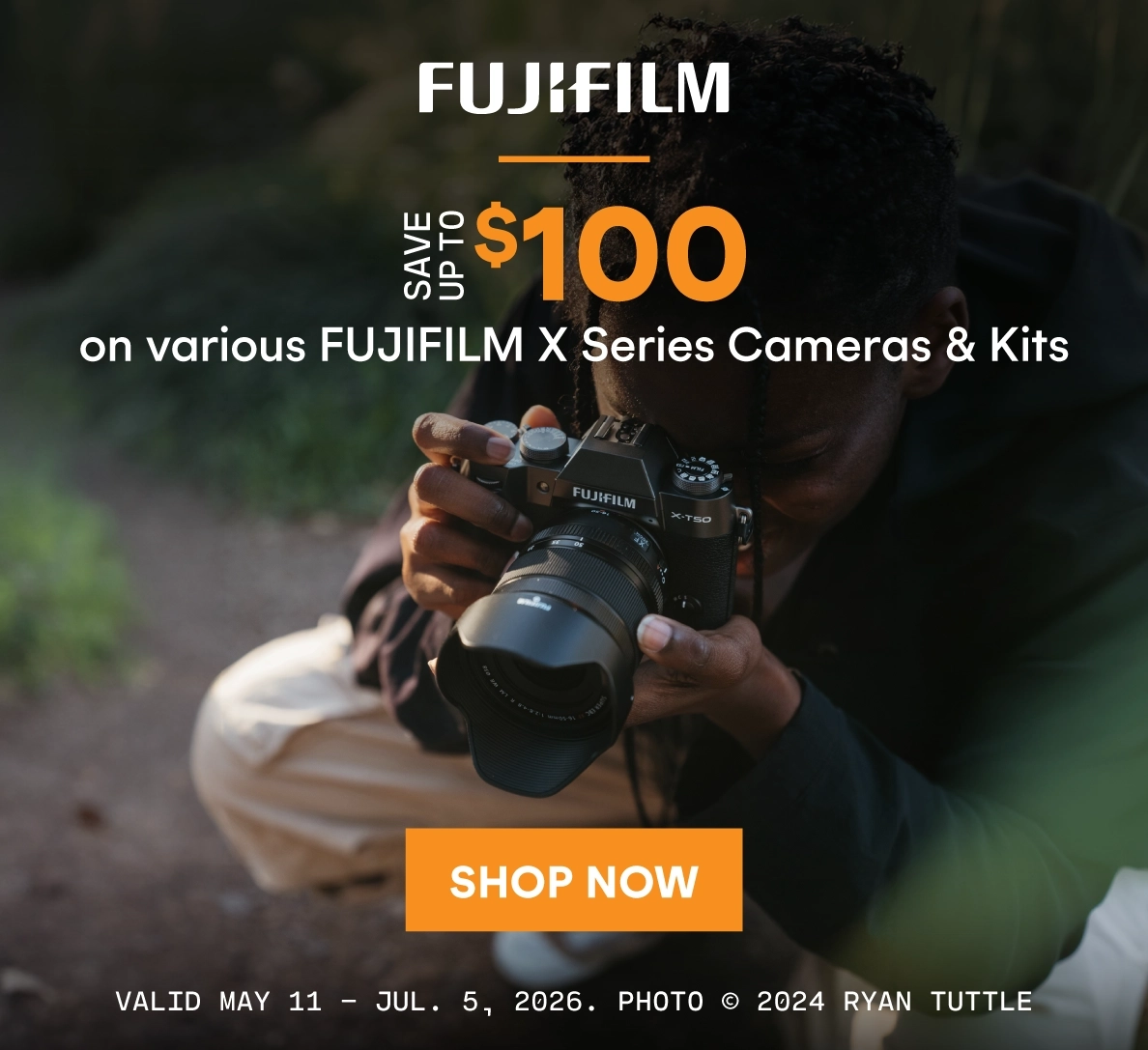 Save up to $100 on various Fujifilm X Series Cameras and Lenses