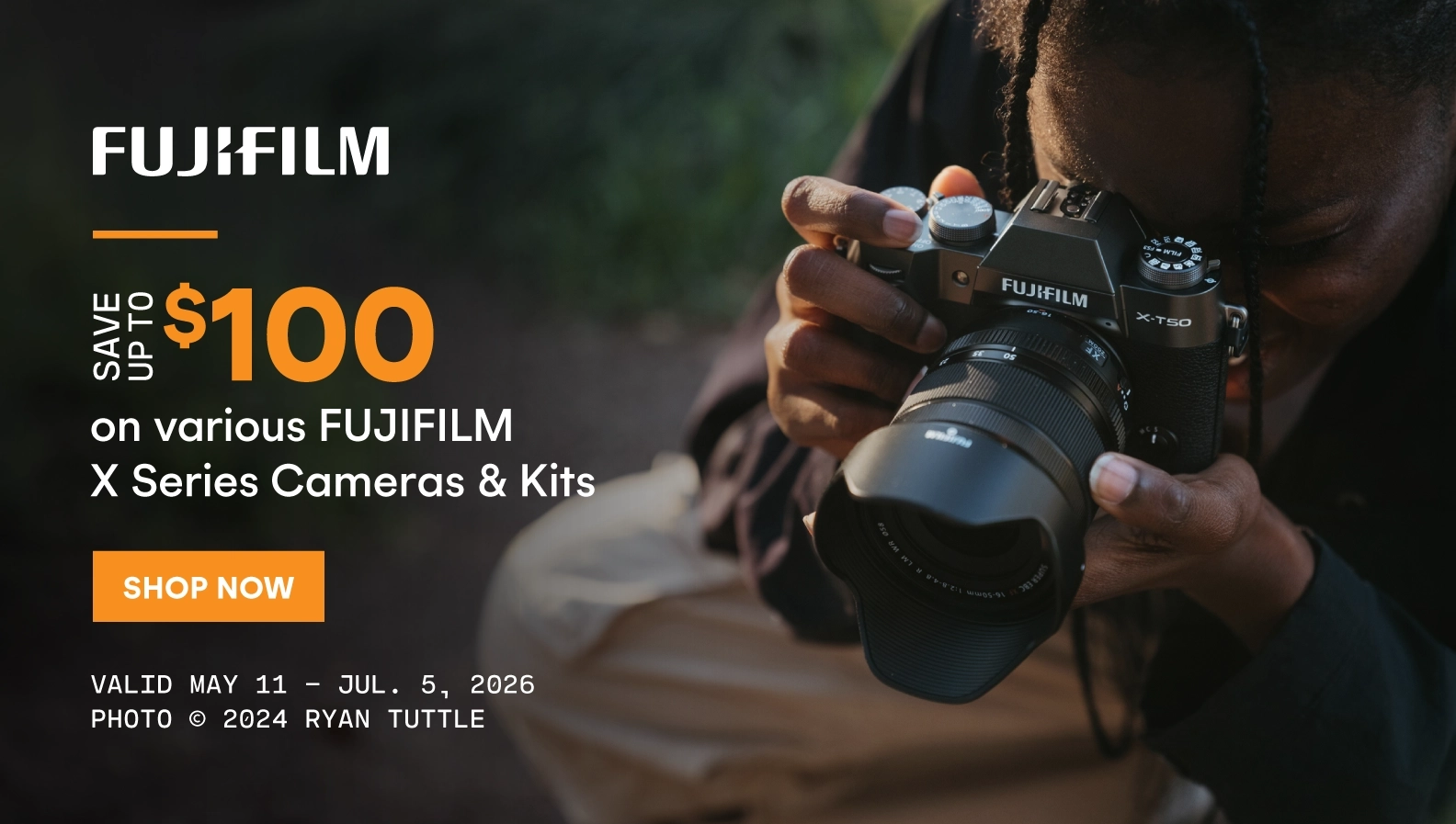 Save up to $100 on various Fujifilm X Series Cameras and Lenses