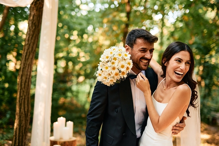 A bride and groom and a summer wedding