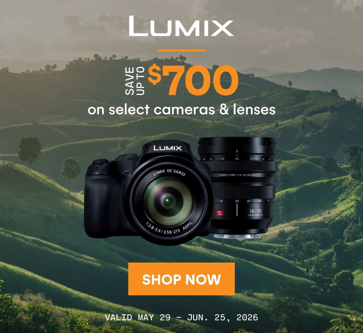 Save up to $700 on select Lumix cameras and lenses