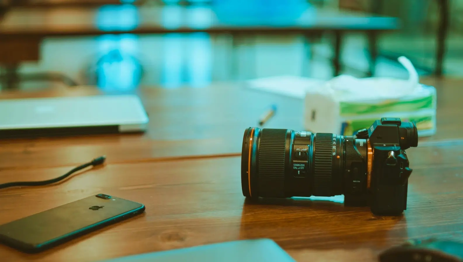 camera on a desk
