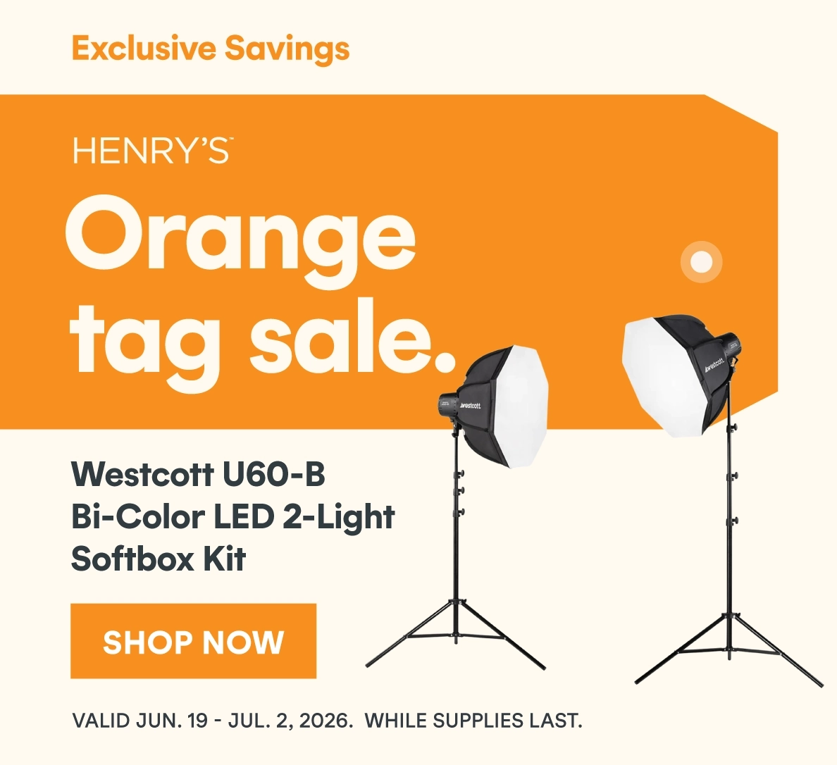 Orange Tag Sale - Save on a Westcott 2-light kit
