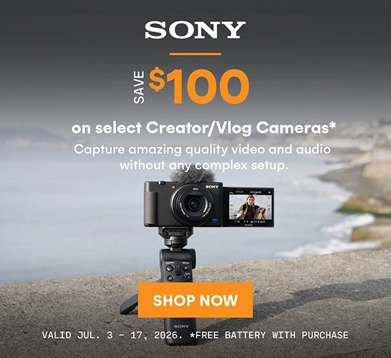Save $100 on select Sony Vlog Cameras