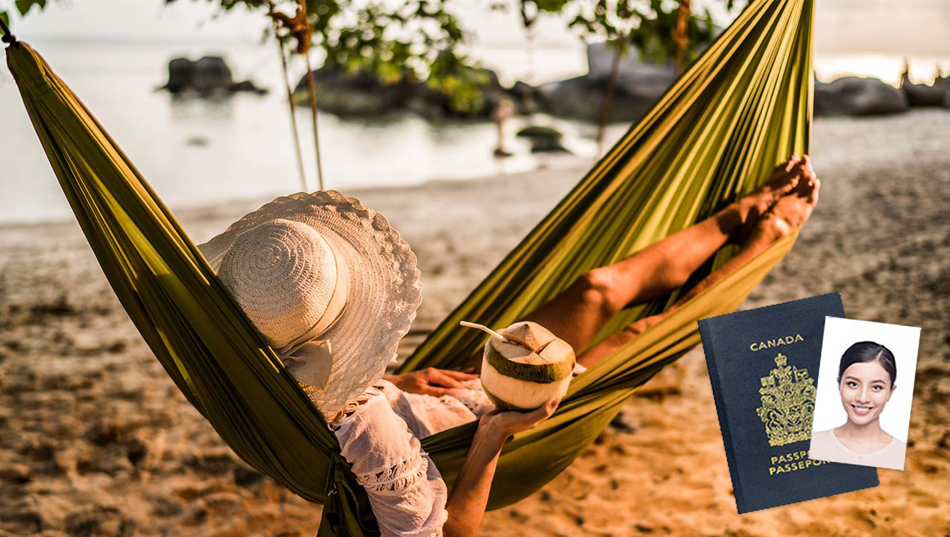 Woman lying in a hammock on the beach