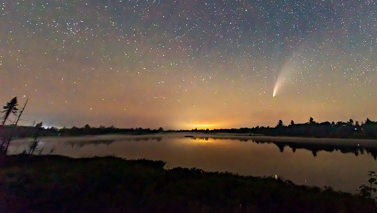 a comet in the night sky