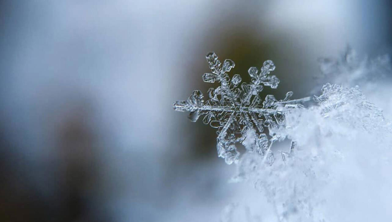 Extreme close up of a snowflake