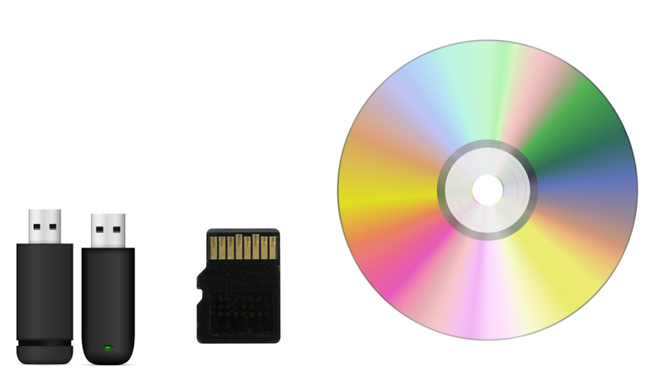 U.S.B. keys,  D.V.D., and a memory card