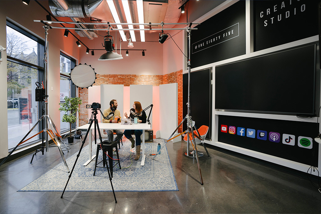 A podcast and vlogger studio