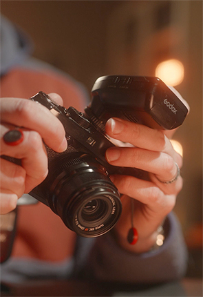 A camera with a flash