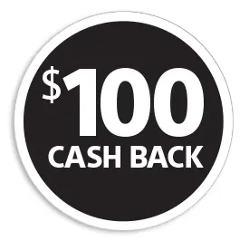 $100 Sony Cashback offer badge