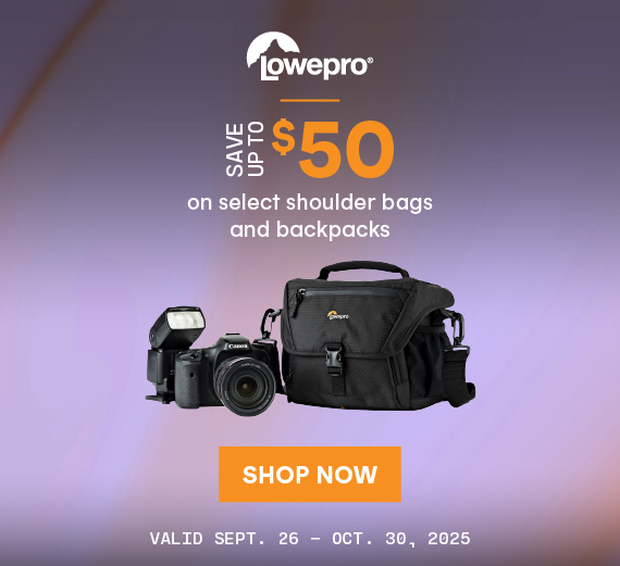 Save up to $50 on select Lowepro shoulder bags and backpacks