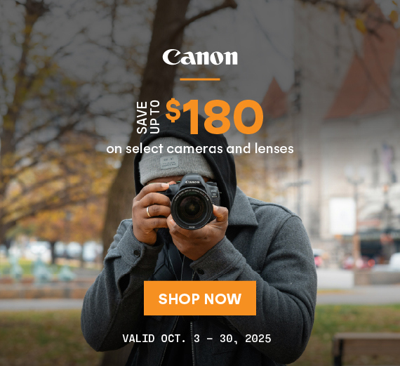 Save up to $180 on select Canon cameras and lenses