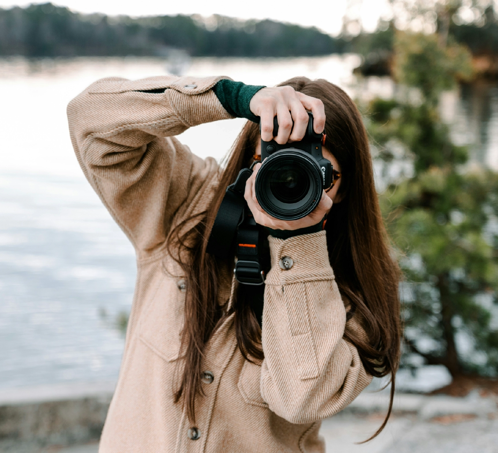 Photographer outside in the winter