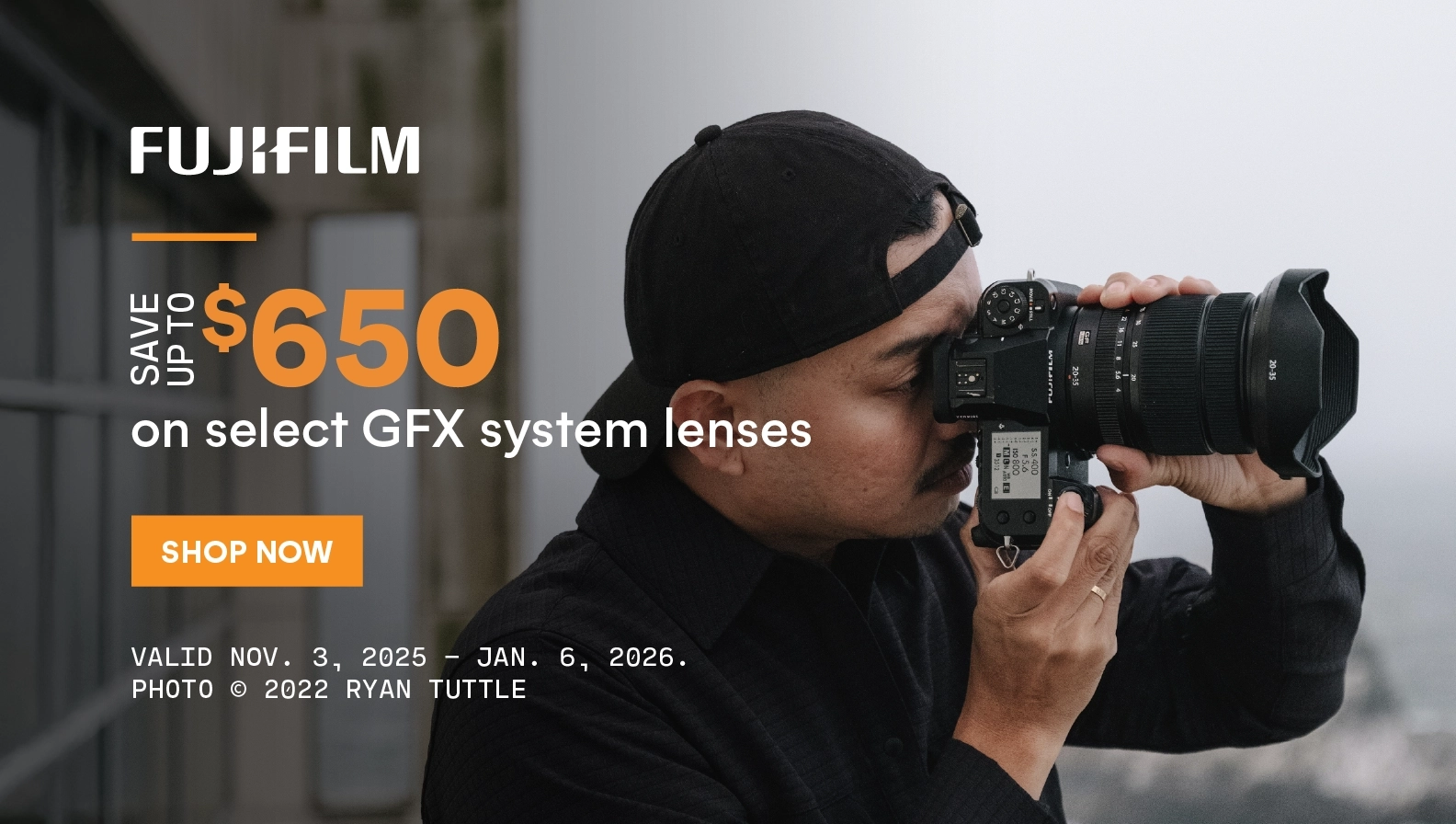 Save up to $650 on select Fujifilm GFX system lenses.