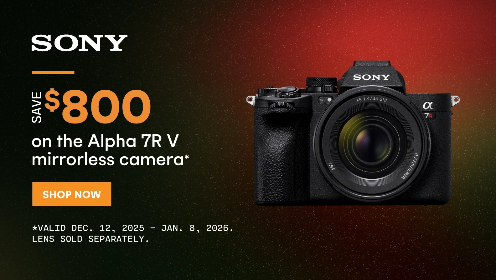 Save $800 on a Sony A7RV mirrorless camera body!