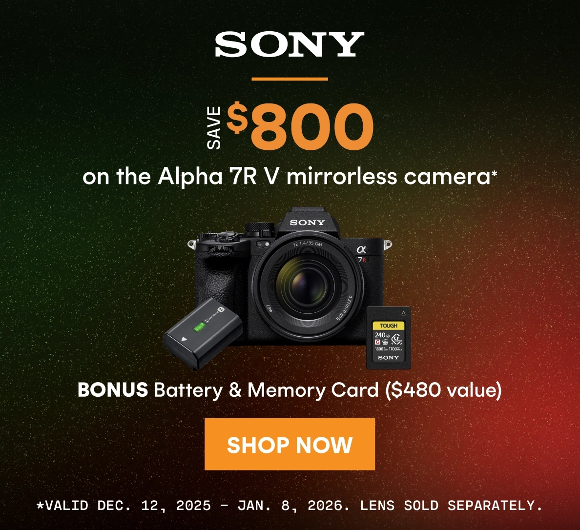 Save $800 on a Sony A7RV mirrorless camera body!
