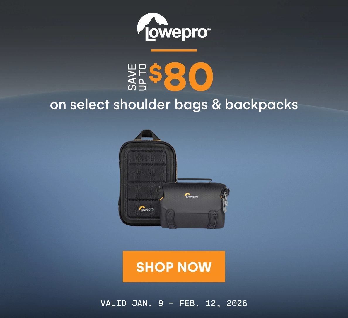 Save up to $80 on select Lowepro shoulder bags and backpacks.
