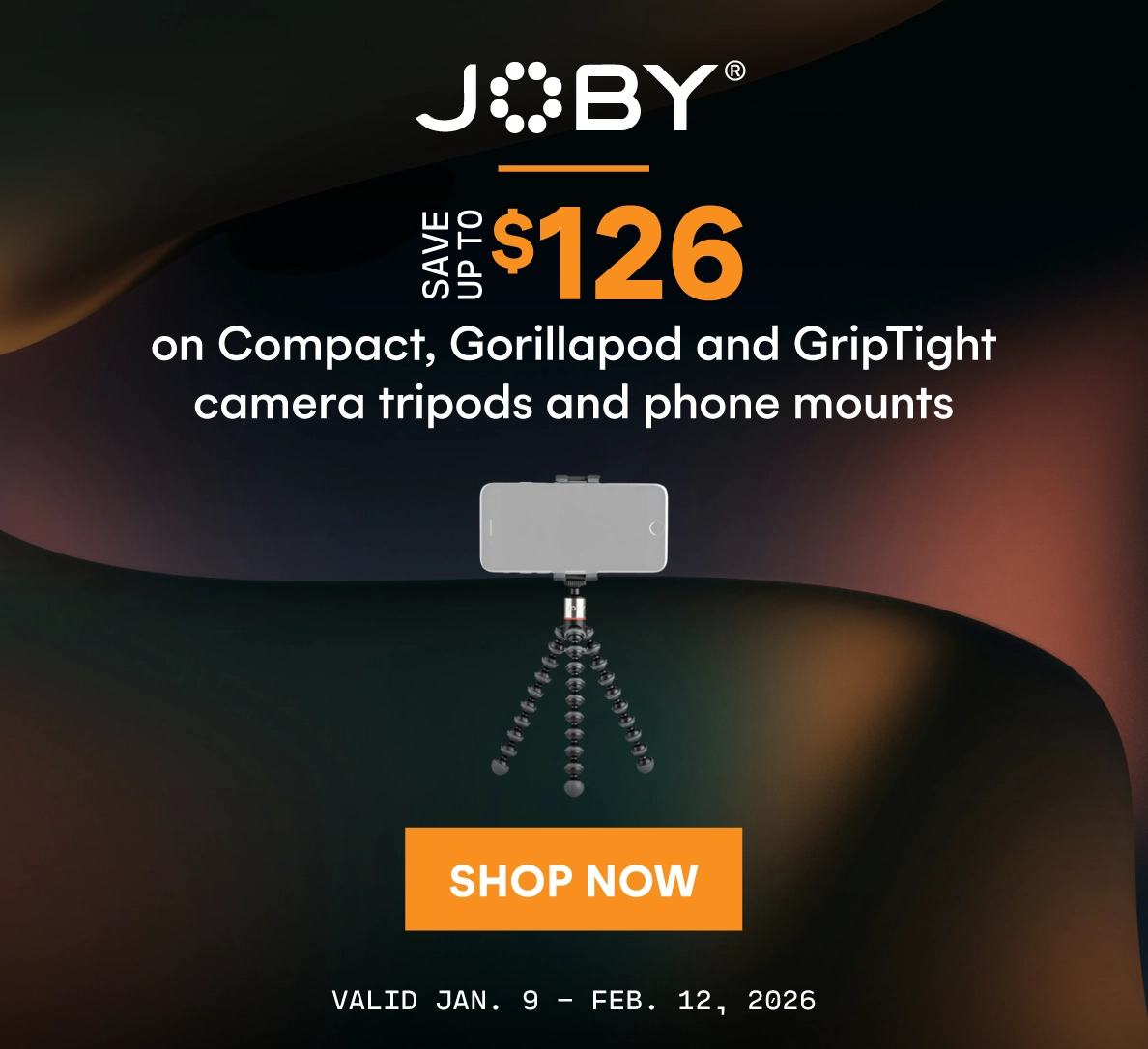 Save up to $126 on select Joby Gorillapod and GripTight camera tripods and phone mounts!