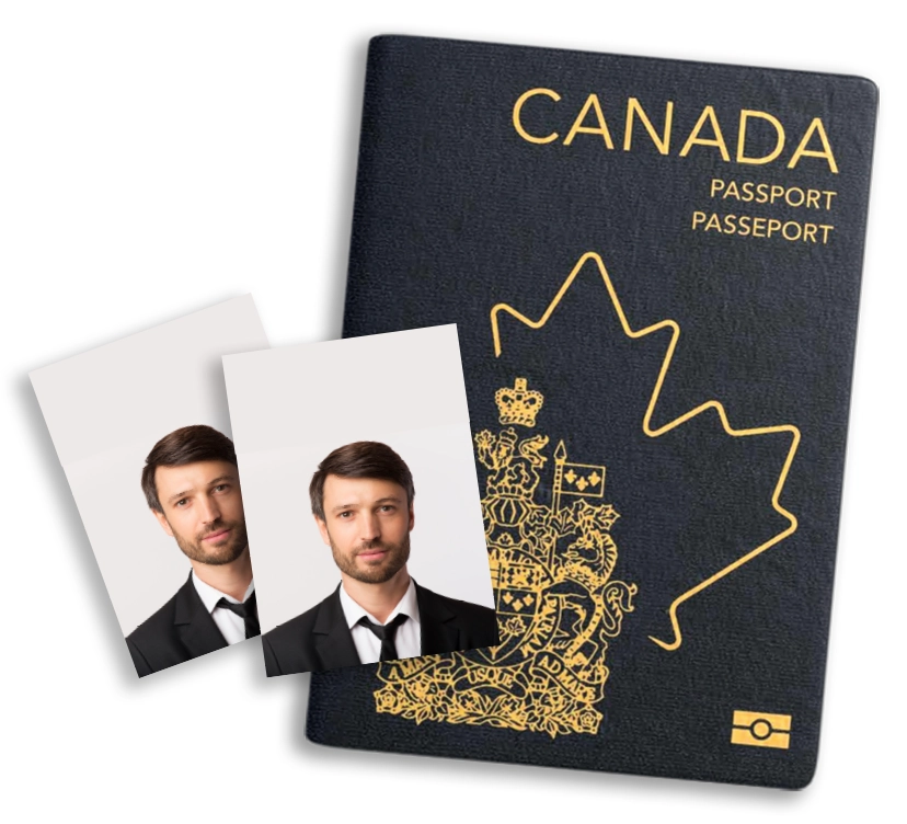Canadian passport with two printed passport photos