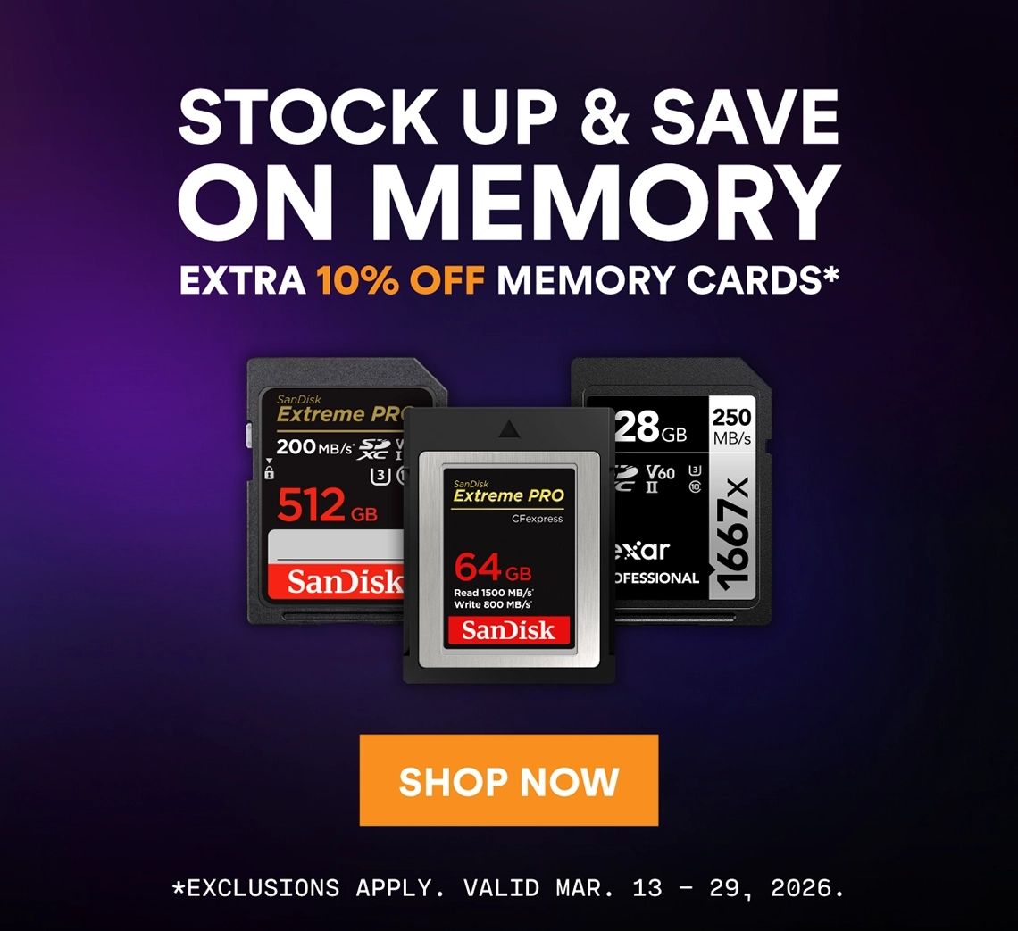 Stock up and save on memory! Get an extra 10% off memory cards*
