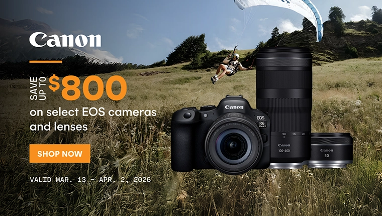 Save up to $800 on select Canon EOS cameras and lenses