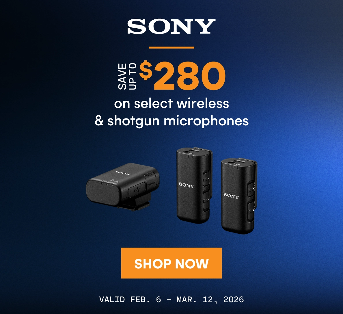 Save up to $280 on select Sony wireless and shotgun microphones