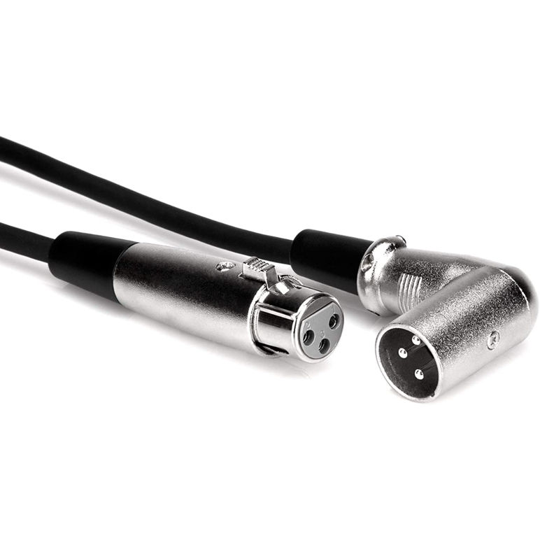Hosa XLR3F to Right-Angle XLR3M Cable,1.5'