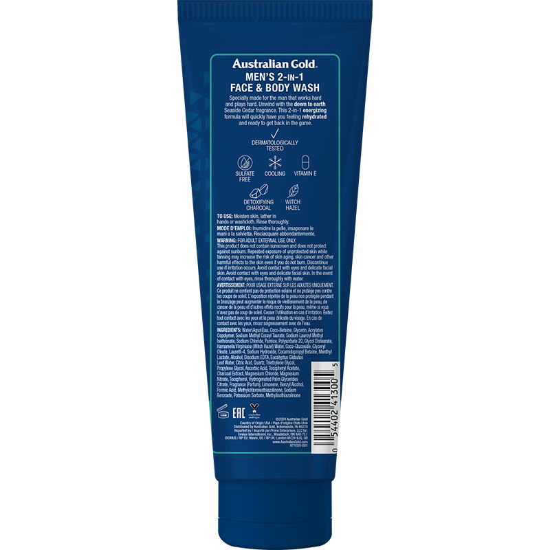 Australian Gold Men's Seaside Cedar 2-in-1 Face & Body Wash