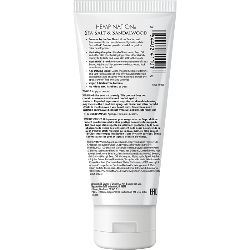 Australian Gold Hemp Nation Sea Salt &amp; Sandalwood Travel Size Tan Extender