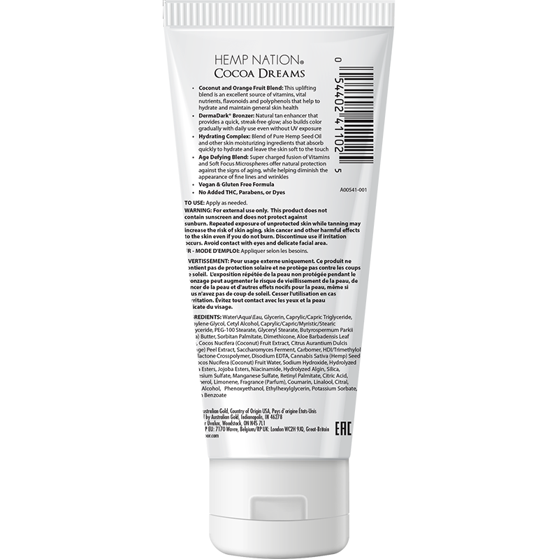 Australian Gold Hemp Nation Cocoa Dreams Travel Size Tan Extender