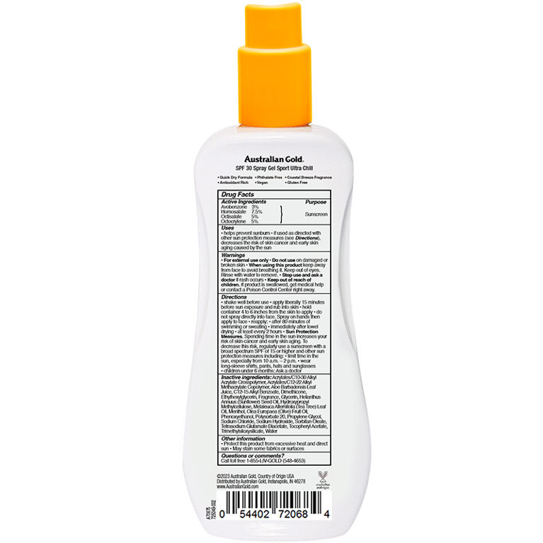 Australian Gold SPF 30 Spray Gel Ultra Chill