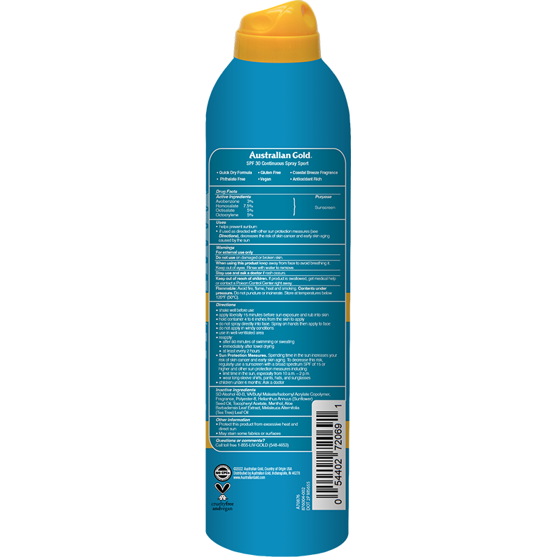 Australian Gold SPF 30 Continuous Spray Sport Ultra Chill
