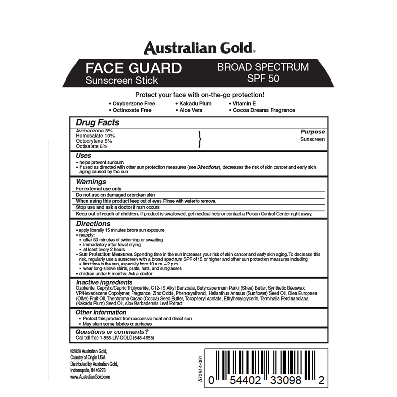 Australian Gold SPF 50 Face Guard Sunscreen Stick