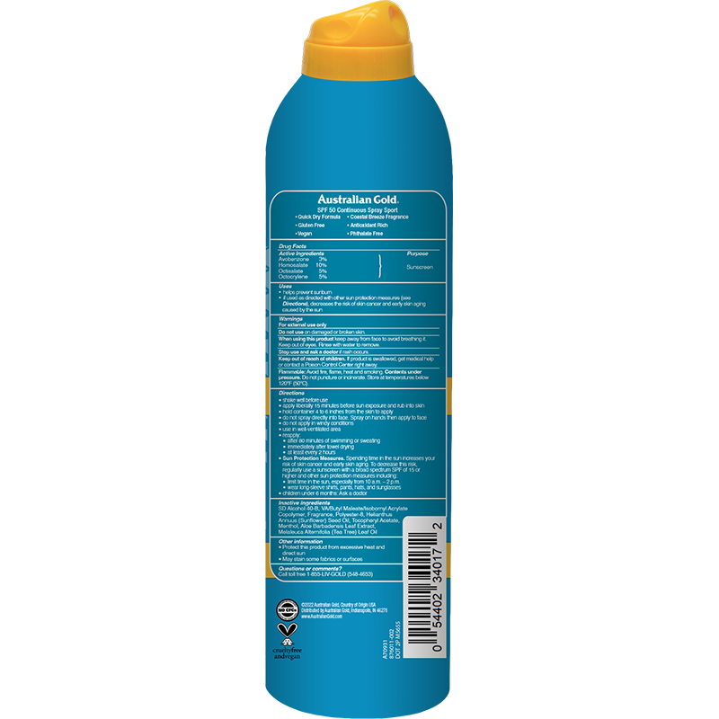 Australian Godl SPF 50 Continuous Spray Sport Ultra Chill