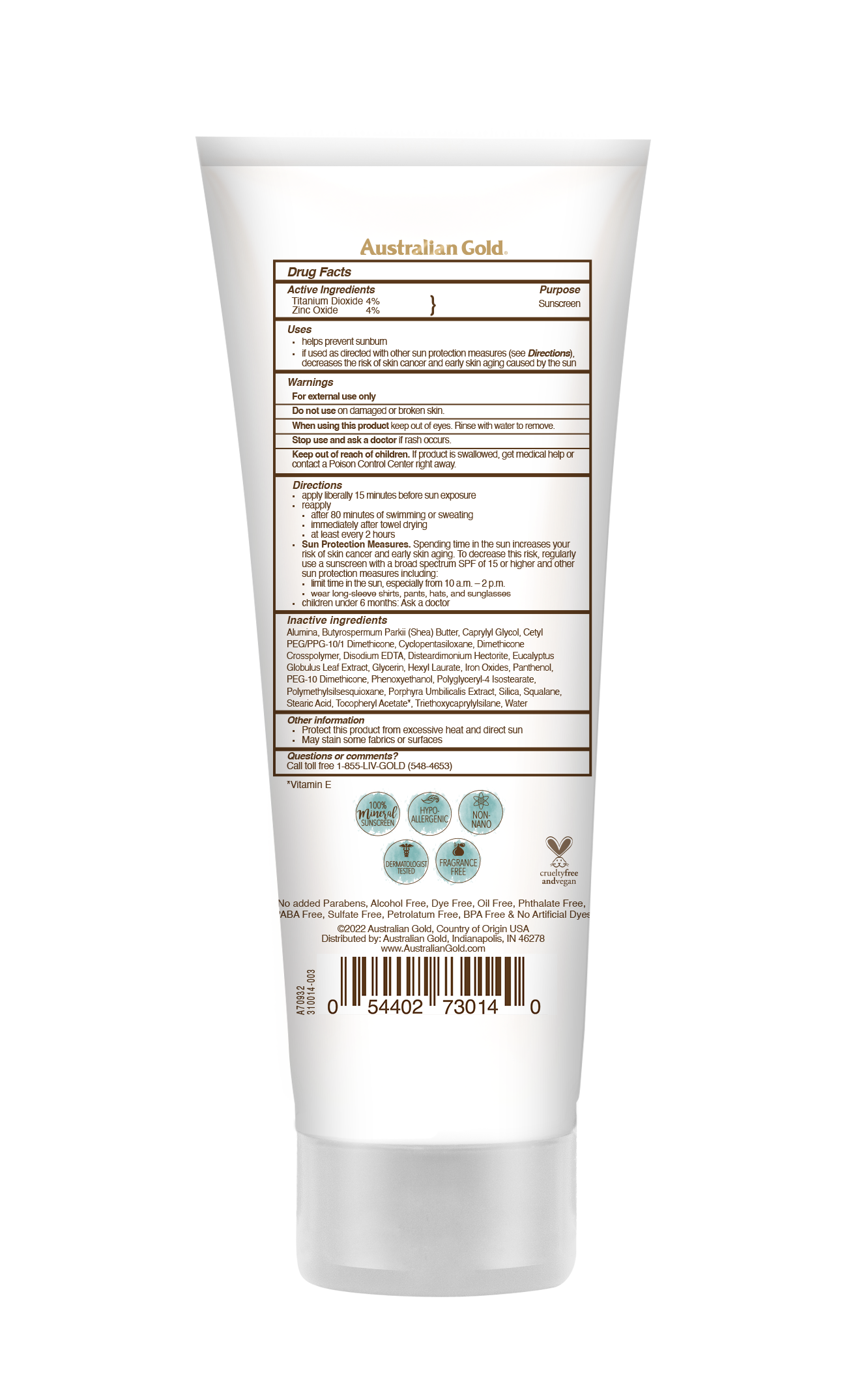 Australian Gold Botanical SPF 50 Tinted Face Fair-Light 3 fl oz